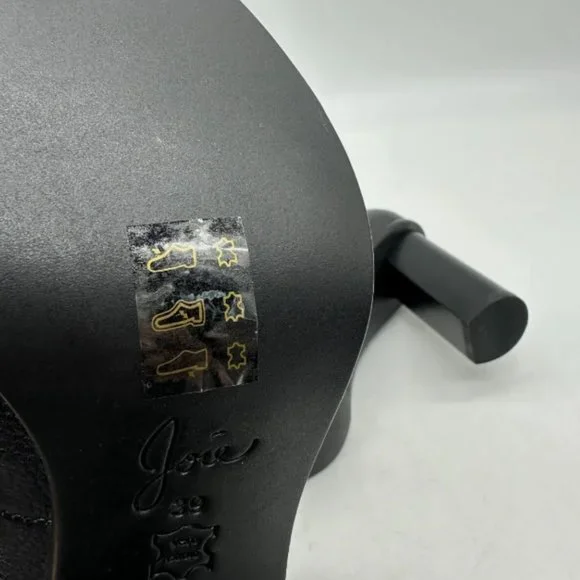 Joie Cordelia Black Leather Lace Up Peep Toe Ankle Boots Heels Sz 8 M Block Heel - Picture 2 of 10